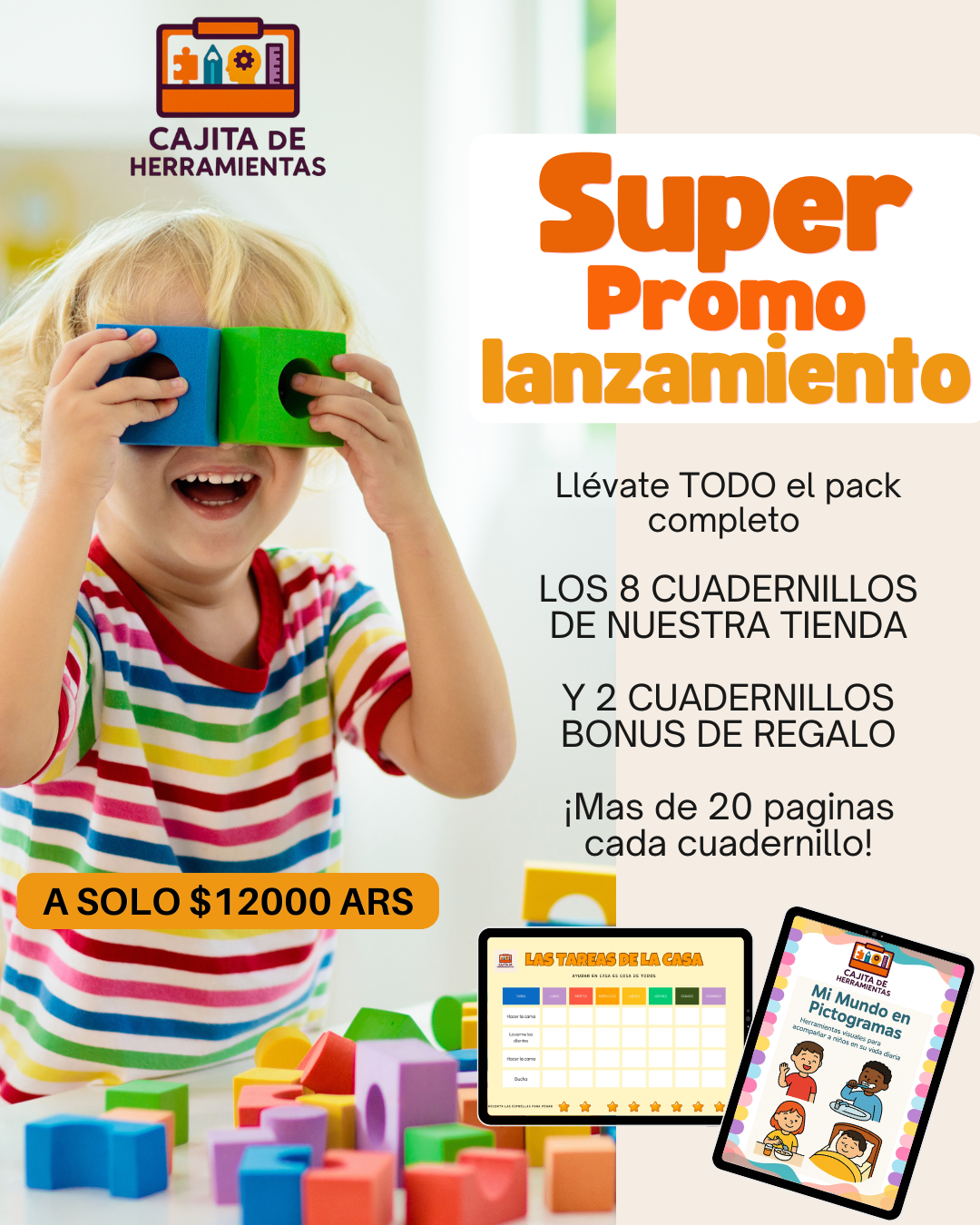🧠 Pack Psicopedagógico “Cajita de Herramientas”  8 Cuadernillos + 2 Bonos de Regalo | Formato Digital e Imprimible